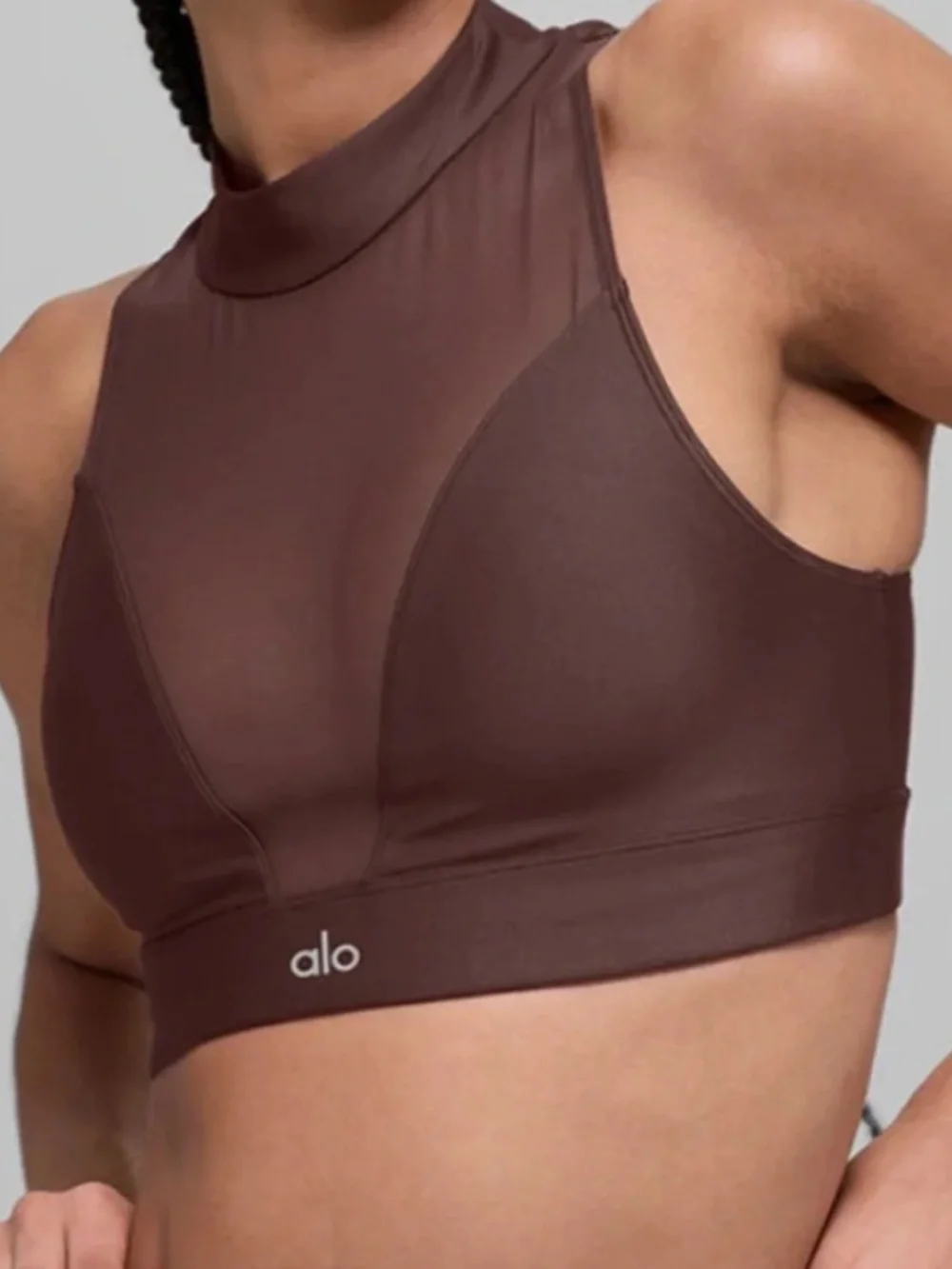 ALO Yoga High-Neck Mesh Panel Sports Bra